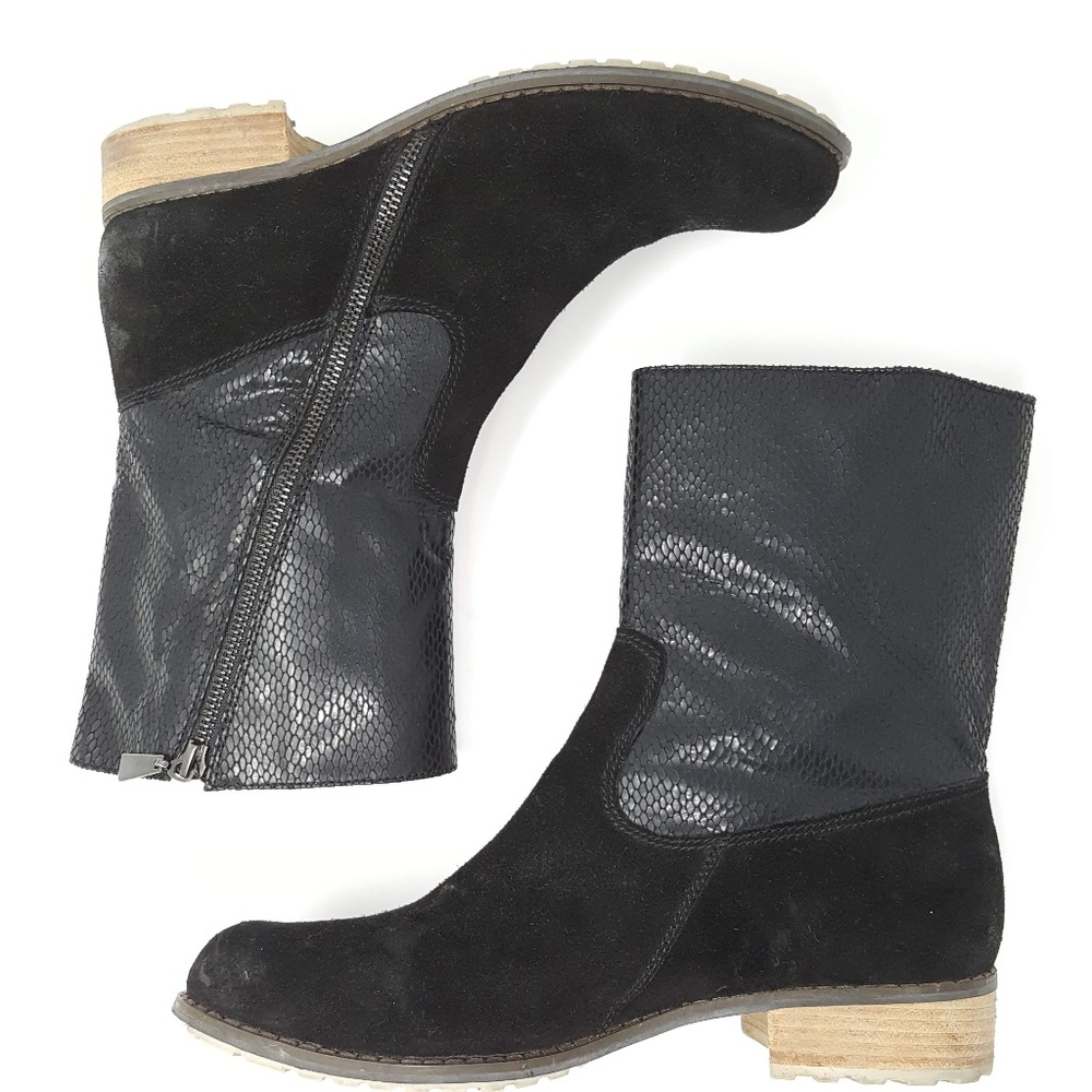 Matt Bernson Snakeskin Black Suede Boots